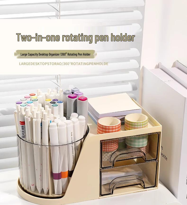 360° Rotating Pen Holder: Luxurious, Multifunctional, Large-Capacity Desk Storage for Students and Offices