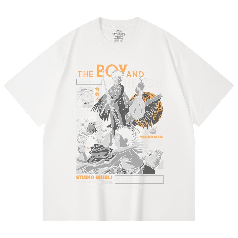 230 Gsm 100% Cotton Ghibli V3 The Boy The Heron Print Unisex Heavy Cotton T Shirt