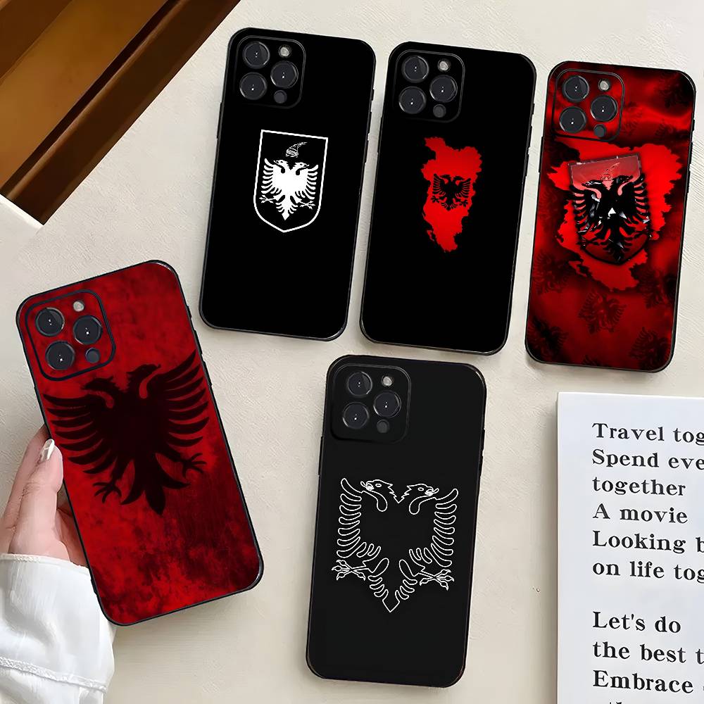 A-Albania Flag For IPhone 15 16 14 Plus 13 12 11 17 Pro Max 17 Air Black Soft Phone Cover