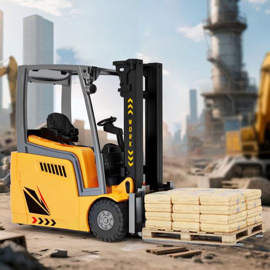 Игрушечный вилочный погрузчик на радиоуправлении 2,4 ГГц, миниатюрный вилочный погрузчик с подвижной передней вилкой, радиоуправляемая строительная машина, настольные игрушки для детей, мальчиков