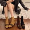 Women's Luxury Ankle Boots Suede Square Toe Shoes Trendy Winter Style Elegant Party High Heels Boots Increased By 3cm