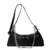 Stylish Korean Women's Pleated Shoulder Bag 2023 Trendy Pu Leather Chain Strap