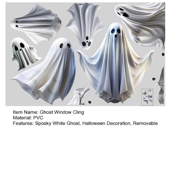 Хэллоуин Призраки Наклейки на Окна Белый Маленький Призрак Двусторонние Наклейки на Окна Съемные Статические Наклейки для Стеклянных Окон Домашний Наружный Декор