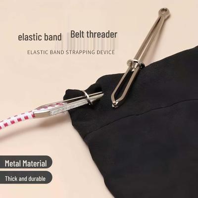 Инструмент для продевания резинки в эластичный пояс со шнурком и пинцетом