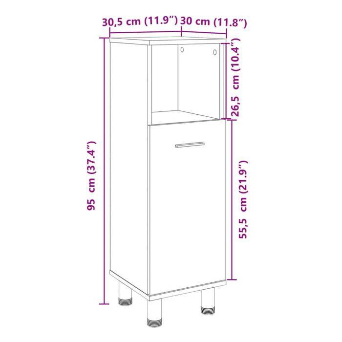 VidaXL Armoire de salle de bain chêne sonoma 30,5x30x95 cm, armoire de rangement de salle de bain, armoire de bain, meuble 849630