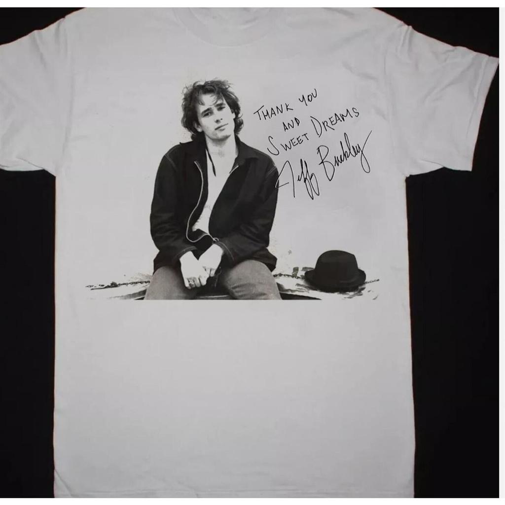 Unisexs Vintage 80s Jeff Buckley Graphic Tee Short Sleeve Crew Neck Shirt Black And White Music Design