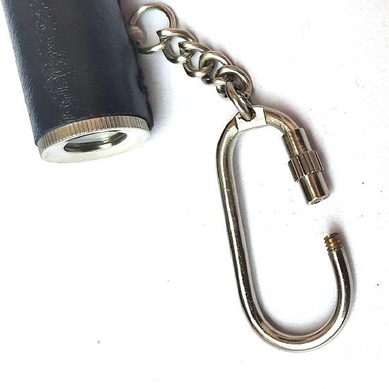 Telescope Key Chain Ring, Nickel Finish Leather Keychain Rings for Keys Nautical Gift, Black,