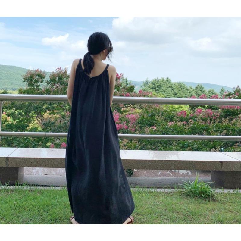 Простое платье Летнее платье-комбинация без рукавов Длинное праздничное платье