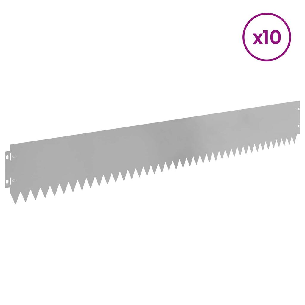 Lawn Edging 10 pcs 103 x 15 cm Steel Silver