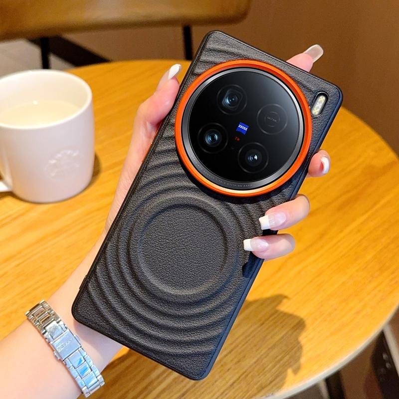 Для VIVO X100 Ultra Чехол Жесткий ПУ Волна Магнитный Беспроводная зарядка Защитная Задняя Крышка Чехол Для VIVO X100 Pro X100S Корпус Телефона