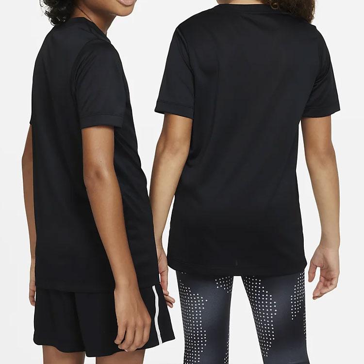 Nike Футболка Dri-FIT Legend Casual с коротким рукавом и однотонным принтом логотипа для детей, черная, DX9537-010