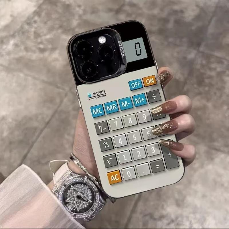 Retro Calculator Pattern Phone Case for iPhone 17 Air 16 15 14 11 Pro 13 12 Mini 8 7 Matte Laser Bumper Shockproof Hard Cover