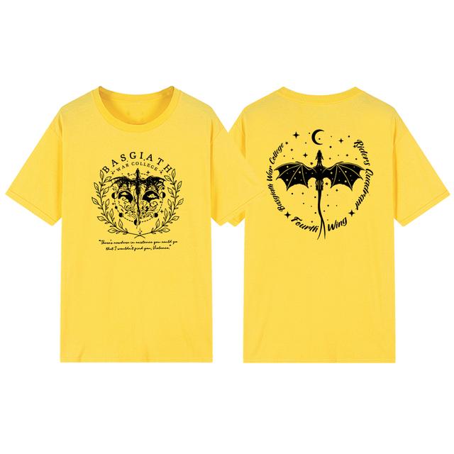 Двусторонняя футболка «Четвертое крыло» Basgiath, футболка военного колледжа, женская одежда, винтажные футболки с короткими рукавами и рисунком, футболка Bookish