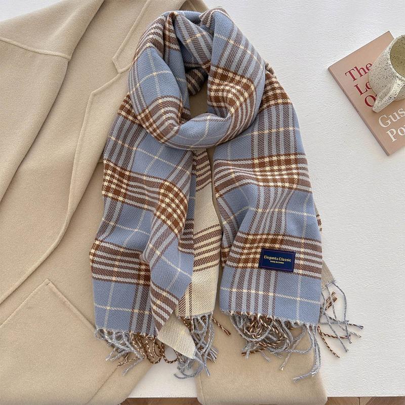 Осень и зима новый универсальный шарф женский утолщенный вязаный толстый бахромчатый теплый шарф имитация кашемира шаль