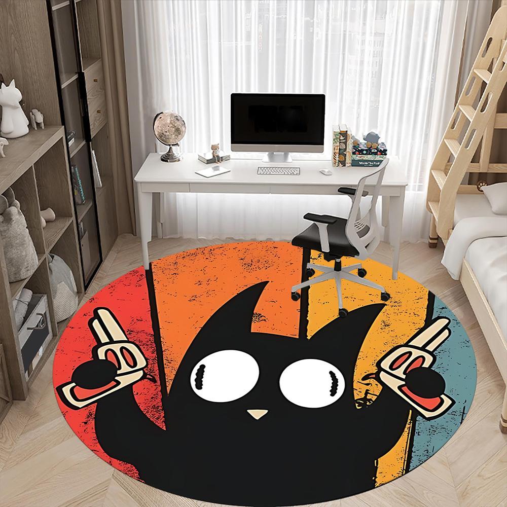 1pc Gangster Cat Office Round Area Rug, Under Office Chairs Bedroom Living Room Home Decor, Room Deco, Available in Various Sizes