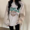 Women's 2024 Autumn Korean Style Loose Crew Neck Thin Long Sleeve Sweatshirt