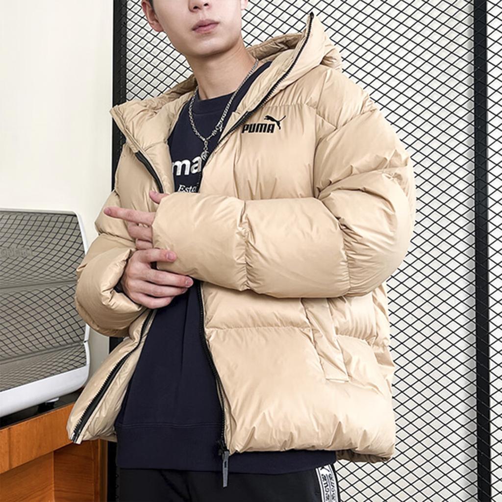 Puma Однотонная повседневная куртка-пуховик с капюшоном для мужчин, куртки цвета хаки 678334-84