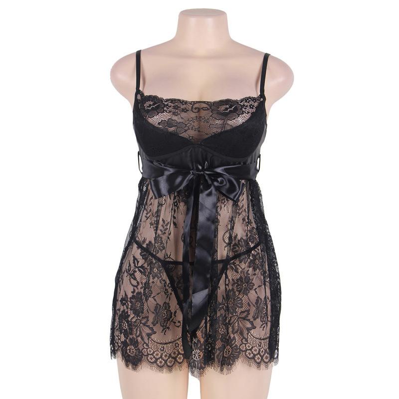 Sexy Lingerie Nightgown Lace Embroidery Stripe Nightdress Female Pajamas Nightie Intimates