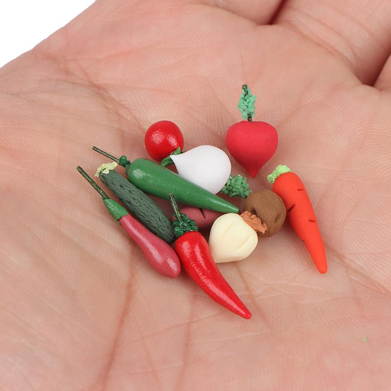 10Pcs/Set 1:12 Dollhouse Fruit Vegetables Carrot Tomato Radish Kitchen Decor Toy