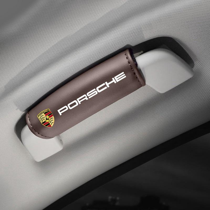 AFUHD1 2Pcs Car Roof Armrest Pull Cover Handle Gloves Protector For Porsche Cayenne Panamera Macan 911 718 Taycan Boxster Cayman 918