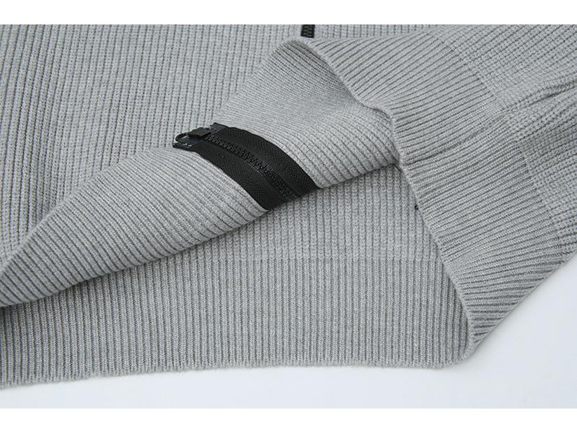 STONE Унисекс Кардиган на молнии с воротником-стойкой и нашивкой Вязаный свитер для осени/зимы