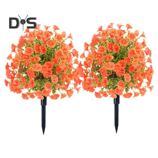 Искусственные цветы ипомеи, искусственный куст ипомеи с колышком для установки в грунт, реалистичная искусственная зелень, кустарники для улицы, для дома, для фермерского дома, для крыльца, для патио