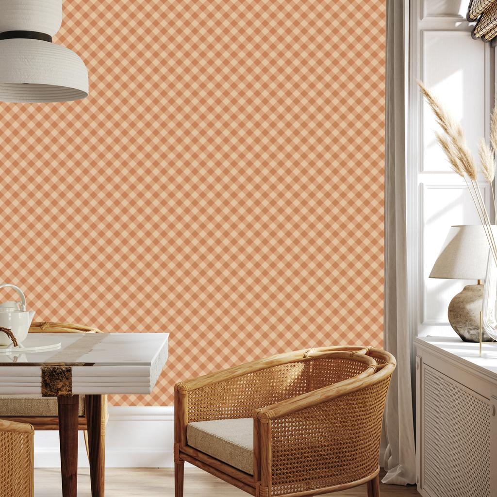 Autumn Orange Plaid Wallpaper for Living Room and Bedroom 50x1000