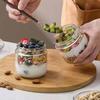 4Pcs/Set Overnight Oats Jars Glass Airtight Jars with Lids Leakproof Meal Prep Containers Reusable Sealed Food Storage Jars