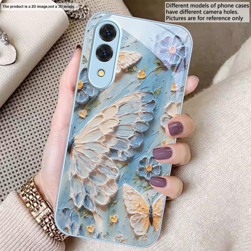Масляная живопись бабочка Для Samsung S26 S22 S8 S9 S10 S20 Ultra S21 Pro S22 Plus S23 FE S24Ultra S25 Edge S24+ Стеклянный чехол для телефона