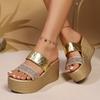 Women's Wide Width Platform Sandals, Wedge Heel High Slides, Wholesale Summer Slippers for Women
