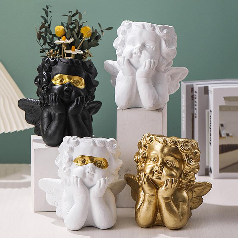 Милый цветочный горшок с ангелом, сочный горшок, кашпо из смолы, домашний декор, украшение для дома, настольные украшения, горшок для растений бонсай