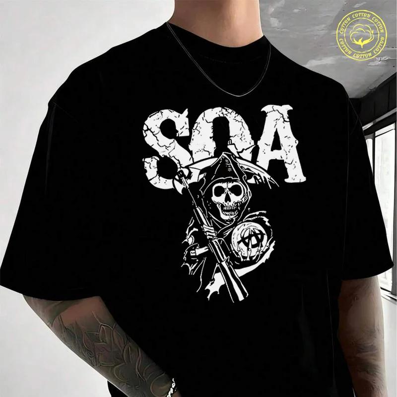 SOA Motorcycle SOA Logo Motorcycle Men's Women Summer Cotton T-shirt Moto Short Sleeved Casual