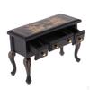 1/12 Miniature Doll House Furniture Vintage Wooden Table Desk with 3 Drawers Dollhouse Accessories