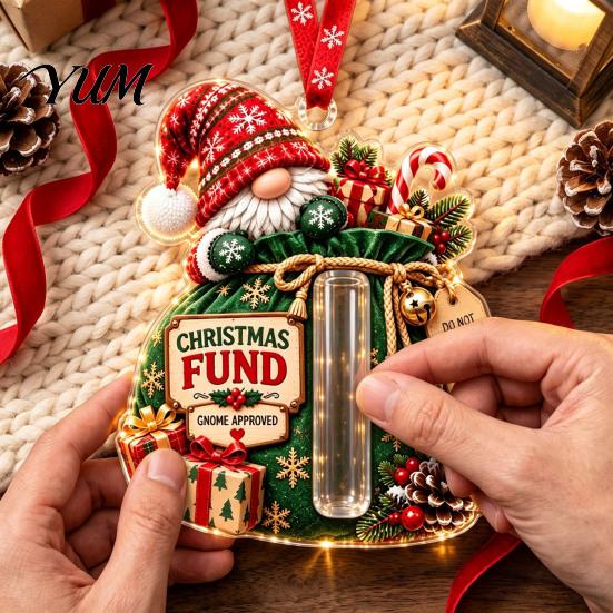 Christmas Party Favors Gnome Cash Holder Ornament, Acrylic Hanging Pendant for Holiday Money Envelope Alternative Tree Decoration, Surprise