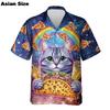 Men's Hawaiian Beach Shirt 3D Print Funny Cat Taco Pizza Tee Tops Short Sleeve Button Down Holiday Aloha Shirts Streetwear