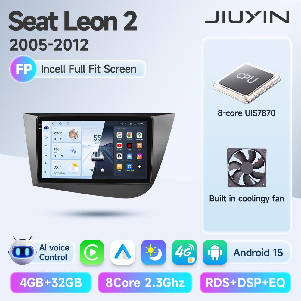 JIUYIN AI Voice Car Radio For Seat Leon 2 MK2 2005 - 2012 4G Multimedia GPS 2din Stereo Wireless CarPlay Android Auto Navi
