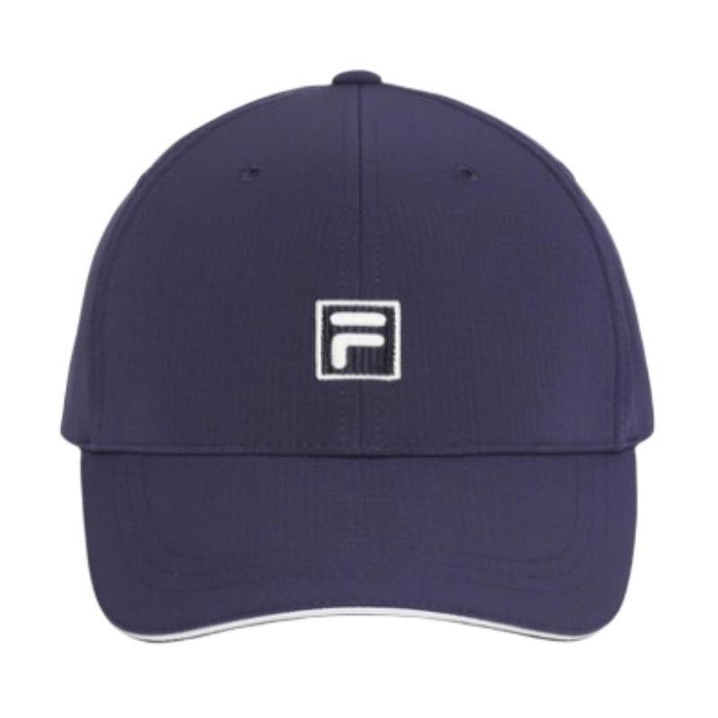 FILA Brand Logo woven design F-Box nylon baseball cap, same style for men and women, blue/dark navy blue 1100FS262CP11X002472