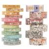Kawaii Cute Cartoon Washi Tape Set -18 Rolls Thin Animal Gold Embellishment Decorative Masking Tapes