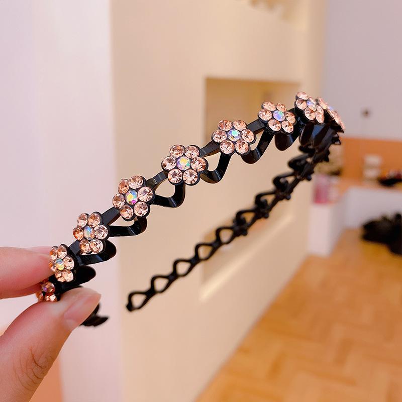 Fashion Pearl Non-Slip Rhinestone Hairbands Elastic Flower Women Hair Hoop Bands Headband Bezel Girls Hair Accessories Headdress