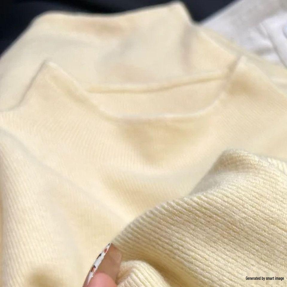 Women's Brightening Cream High Neck Knit Top - Winter Slimming Sweater