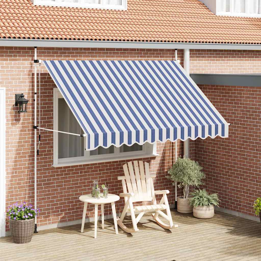 Manual Retractable Awning 300 cm Blue White Striped