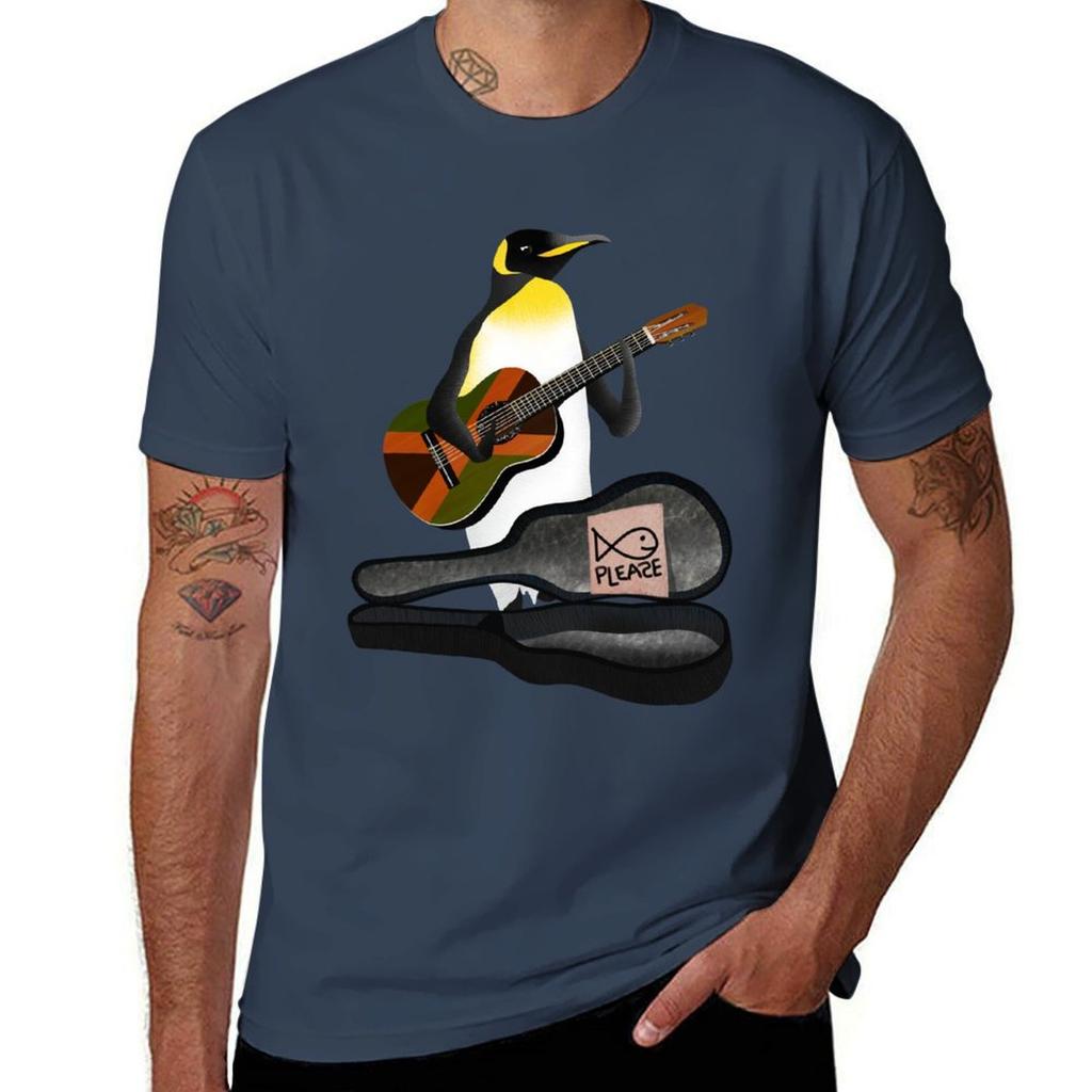 Penguin Busking TShirt Simple Casual Short Sleeve Cotton TShirt