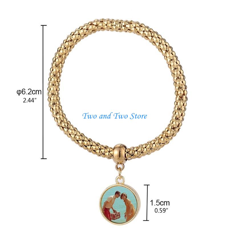 HX6F Diy Jewelry Making Sublimation Blank Round Bracelets Pendants Gifts for DIY Name Tags