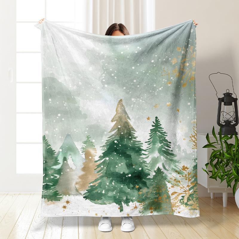 Christmas cartoon digitalprinted polyester Bedroom velvet flannel soft sofa cover blanket Fleece soft sofa cover blankets