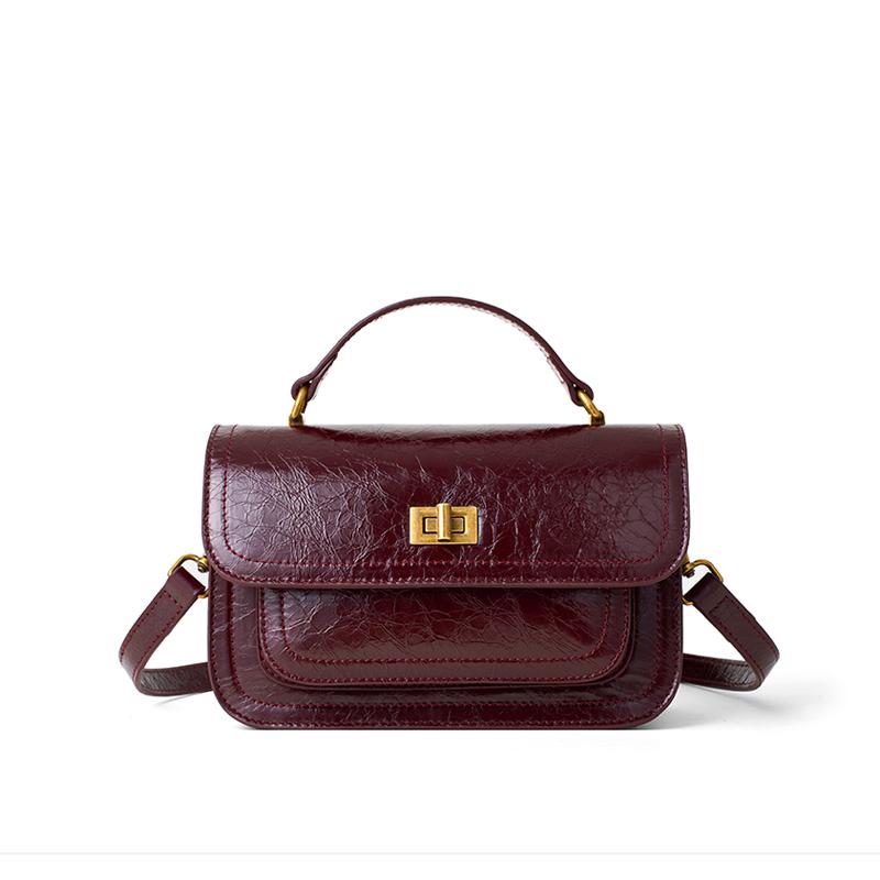 Women's Fashion Genuine Leather Handbag ladies luxury designer Waxed Cowhide Shoulder Dag Female Vintage Crossbody Messenger Bag