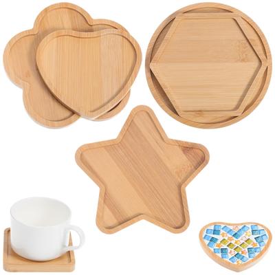 HOODANCOS 6 штук DIY Мозаичные подставки, Деревянные подносы для заполнения, Подставки для чашек, Незаконченные заготовки, Художественные тарелки, Материалы для изготовления мозаики