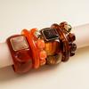 3 Pcs/Set Ombre Dye Vintage Square Bracelet Resin Acrylic Geometric Wrist Jewelry  Vacation Wear