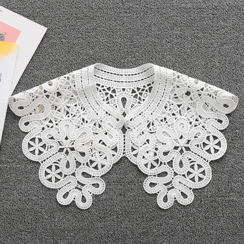 White False Collar Detachable Fake Collar Lace Hollow Out Trim Embroidery Neckline Removable Adults Kids Clothes Accessories