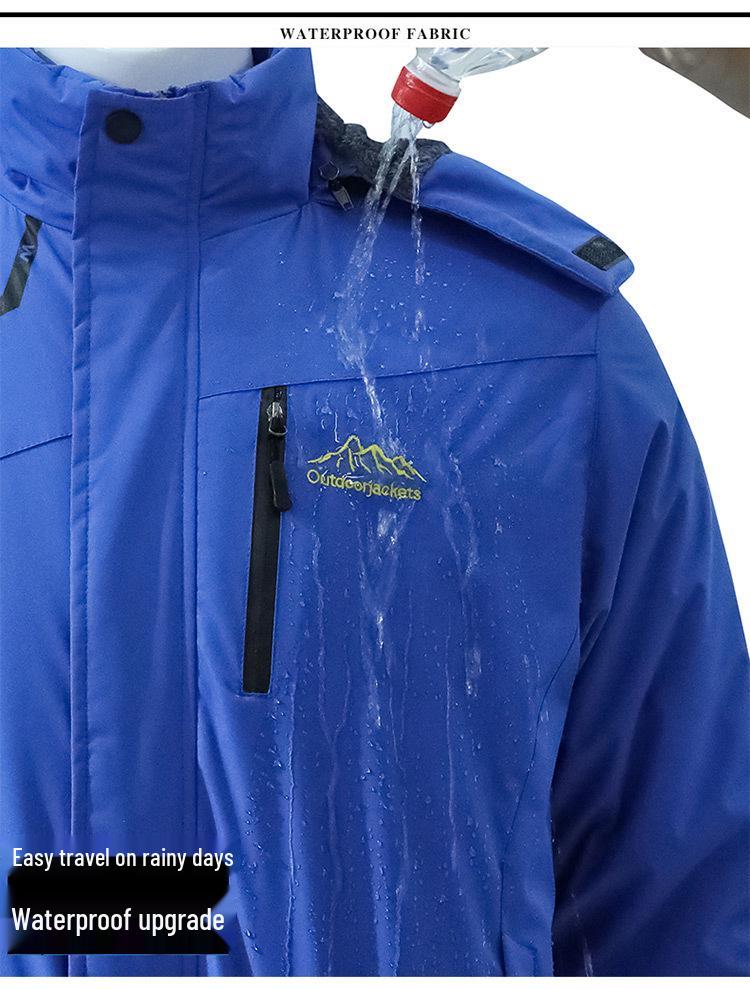 Мужская и женская уличная водонепроницаемая дышащая ветровка - Осень/Зима Плюс бархат и толстая куртка для альпинизма