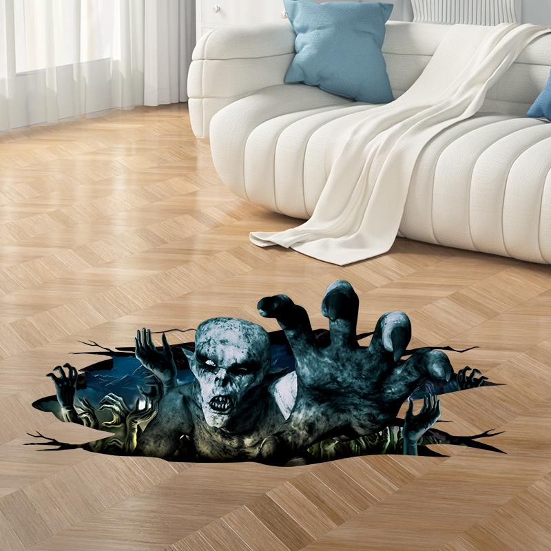 3D Наклейки на пол и стены на Хэллоуин: Праздничные ПВХ Украшения для Гостиной и Спальни
